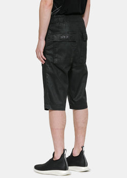 Rick Owens Drkshdw Black Waxed Astaire Pod Shorts - NOBLEMARS