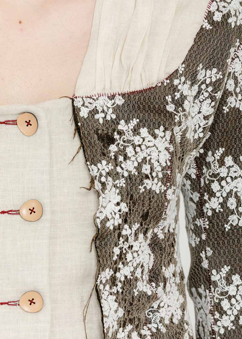 Peng Tai Brown Lace Felting Wool Jacket - NOBLEMARS