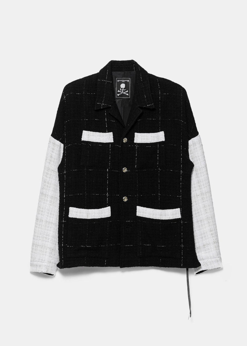 mastermind WORLD Black & White Logo Tweed Jacket - NOBLEMARS