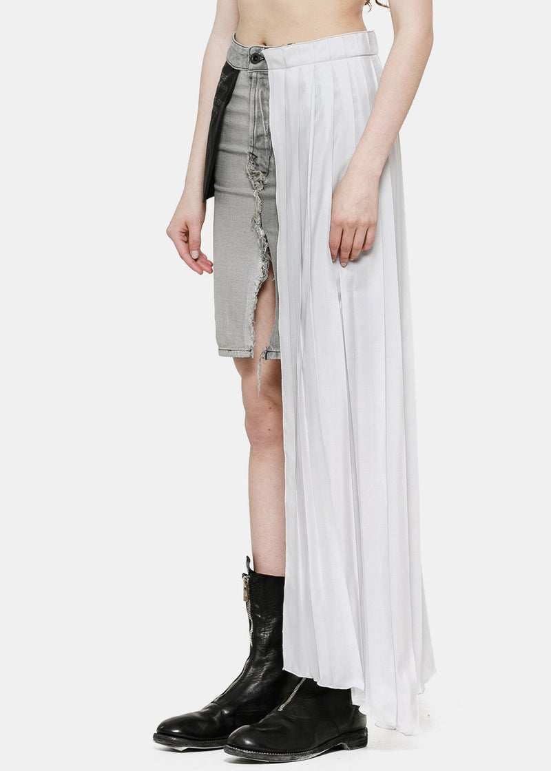 Unravel Project Grey Half Pleated Skirt - NOBLEMARS
