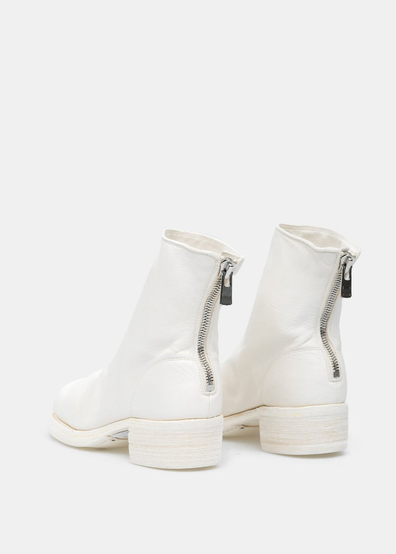 Guidi White 796Z Back Zip Ankle Boots - NOBLEMARS