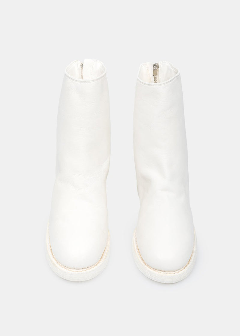 Guidi White 796Z Back Zip Ankle Boots - NOBLEMARS