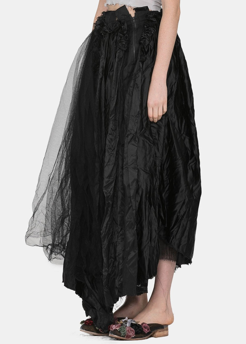 Elena Dawson Black Mixed Silk Skirt - NOBLEMARS
