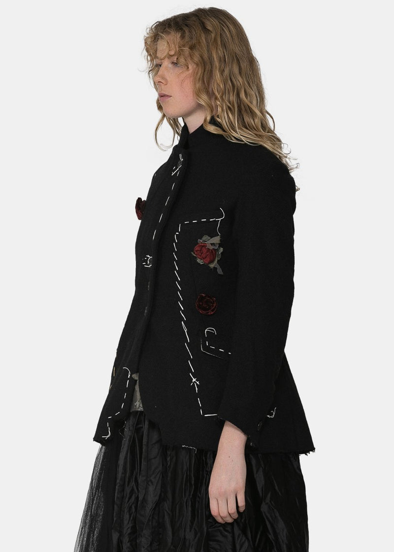 Elena Dawson Black Rosebud Tweed Jacket - NOBLEMARS