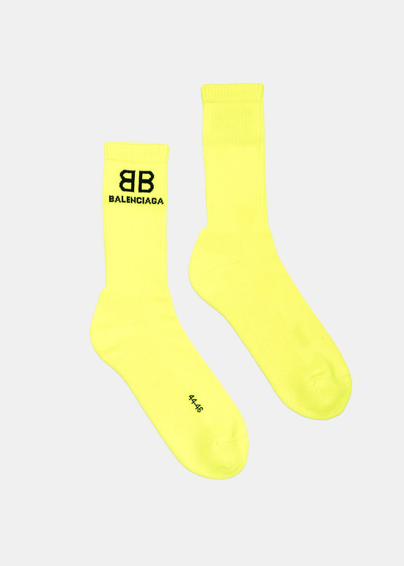 Balenciaga Yellow Logo Jacquard Socks - NOBLEMARS