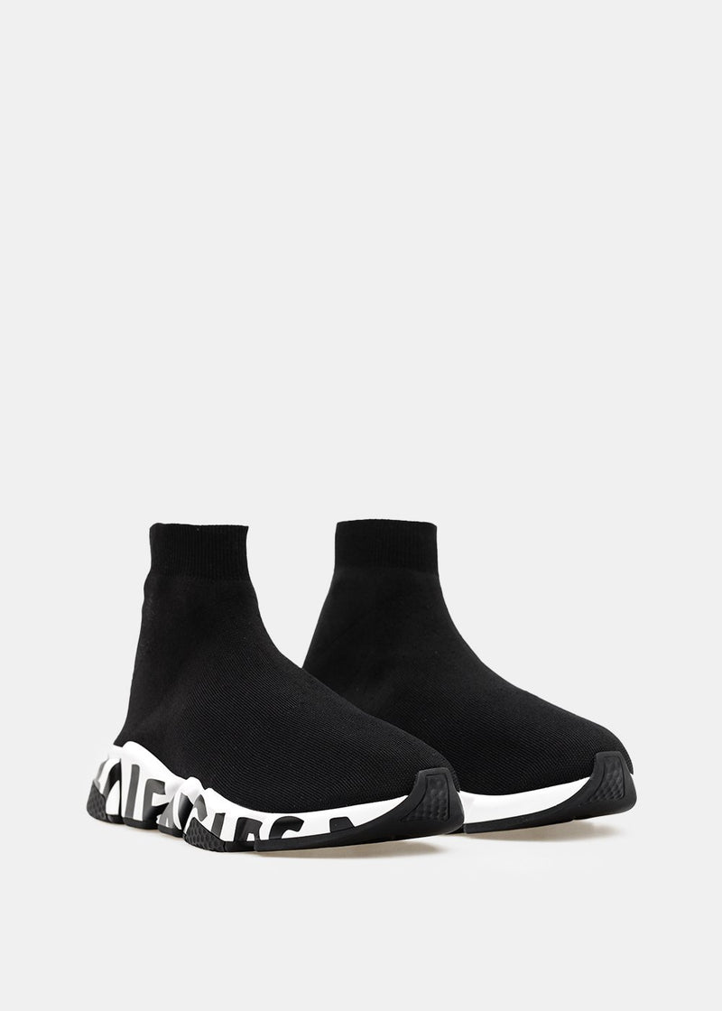 Balenciaga Black & White Speed Graffiti Sneakers - NOBLEMARS