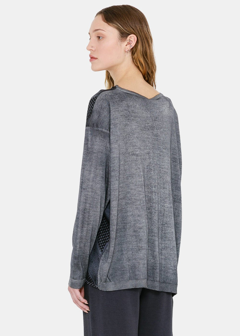 Avant Toi Black & Grey Floral Sweater - NOBLEMARS