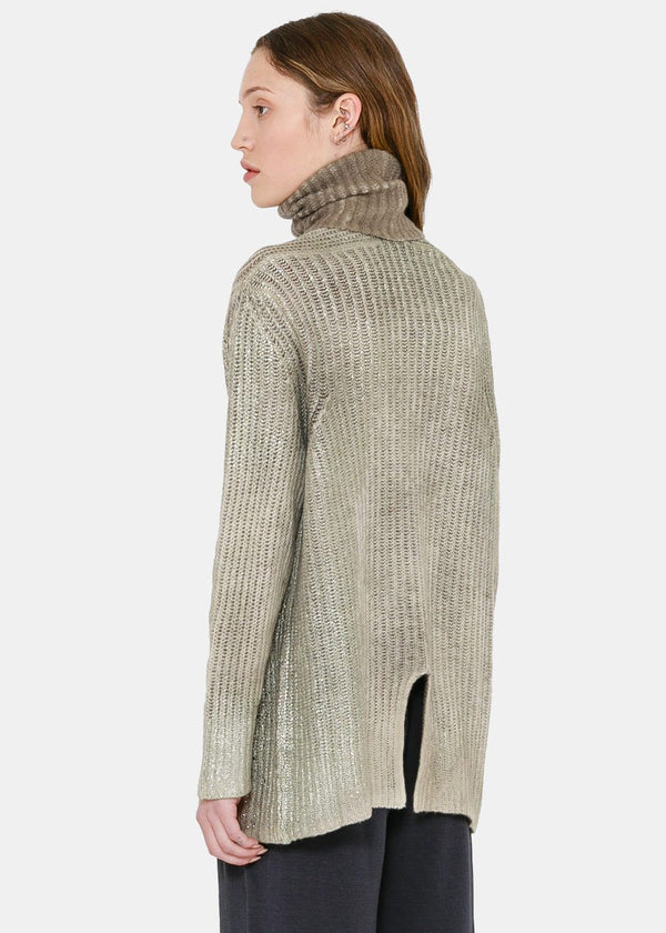 Avant Toi Taupe Embroidered Turtleneck Sweater - NOBLEMARS
