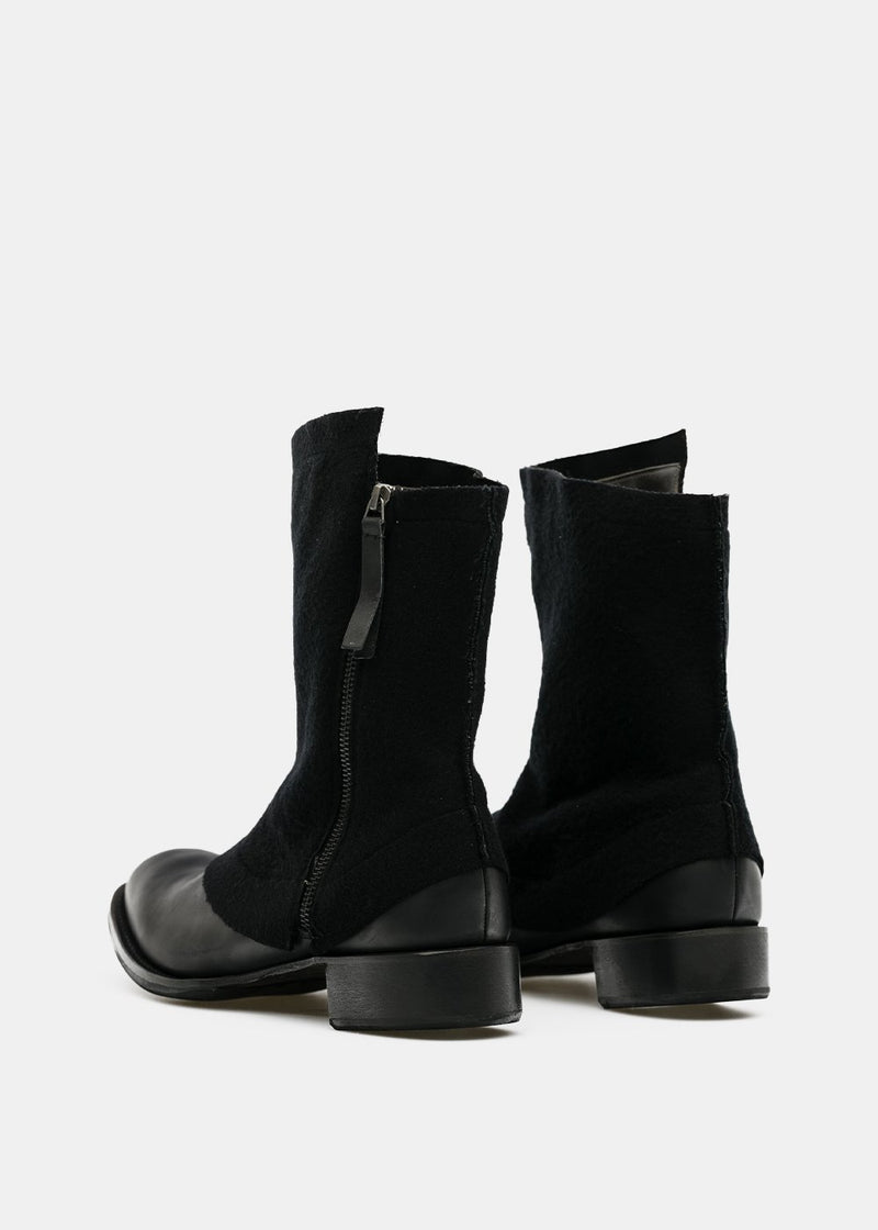 Yohji Yamamoto Black Asymmetric Zip Boots - NOBLEMARS