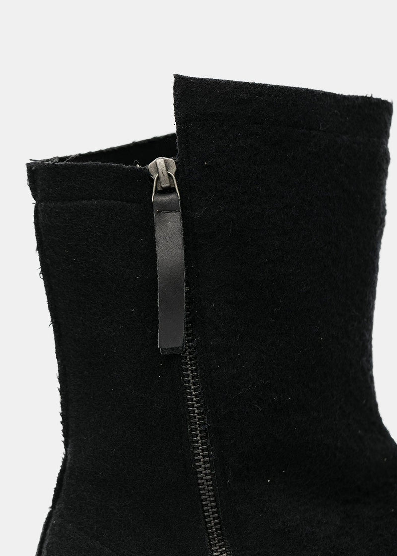 Yohji Yamamoto Black Asymmetric Zip Boots - NOBLEMARS