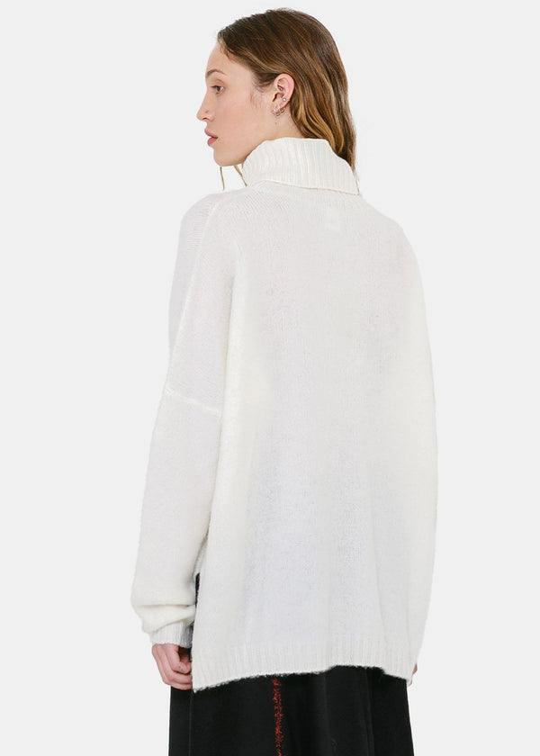 Avant Toi White Turtleneck Cashmere Sweater - NOBLEMARS