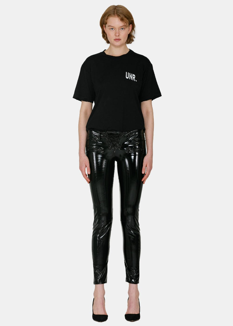 Unravel Project Black Lace-Up Spliced Pants - NOBLEMARS