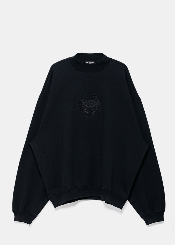 Balenciaga Black Logo Embroidery Sweatshirt - NOBLEMARS
