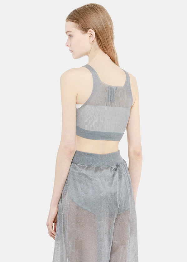 Artica Arbox Silver Ribbed Cropped Tank Top - NOBLEMARS