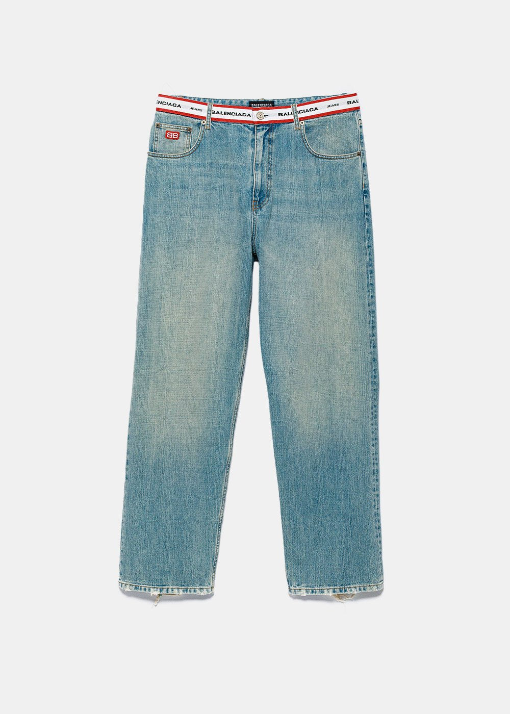 Buy Balenciaga women fitted blue jersey fuseau pants for $574