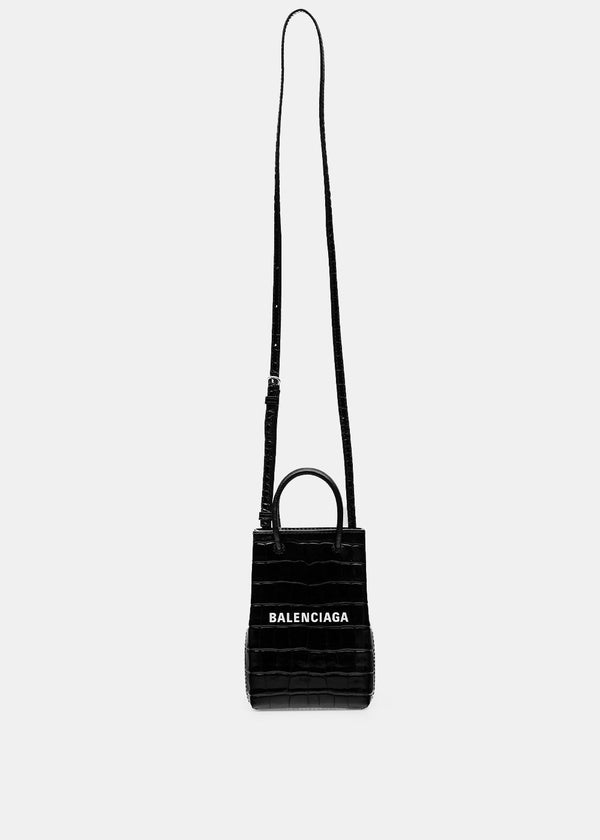 Balenciaga Black Shopping Phone Holder Bag - NOBLEMARS