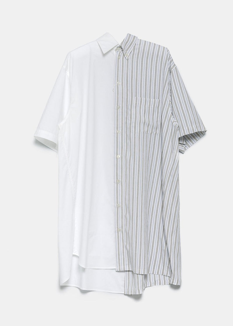 MM6 Maison Margiela White & Blue Stripe Paneled Shirt Dress - NOBLEMARS