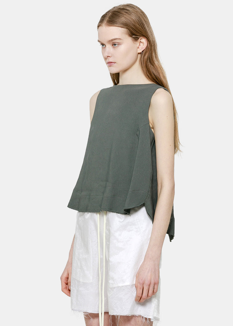 SONG FOR THE MUTE Green Darted Blouse - NOBLEMARS