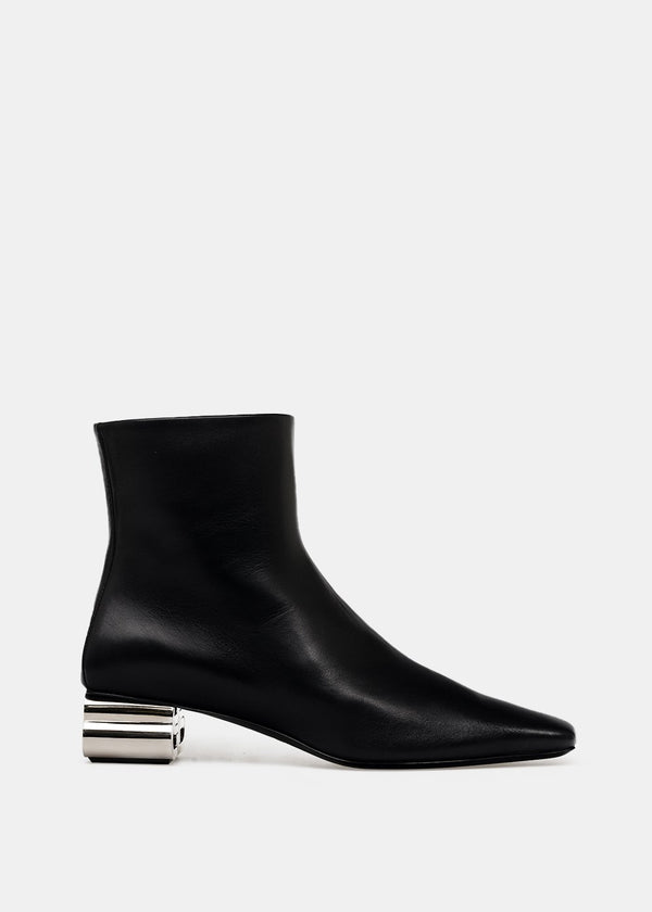 Balenciaga Black Typo Leather Ankle Boots - NOBLEMARS