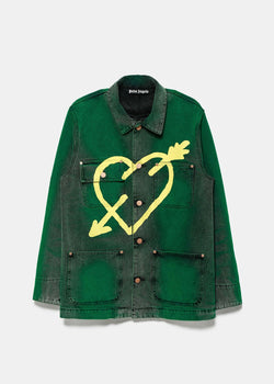 Palm Angels Green & Black Heart Workwear Jacket - NOBLEMARS