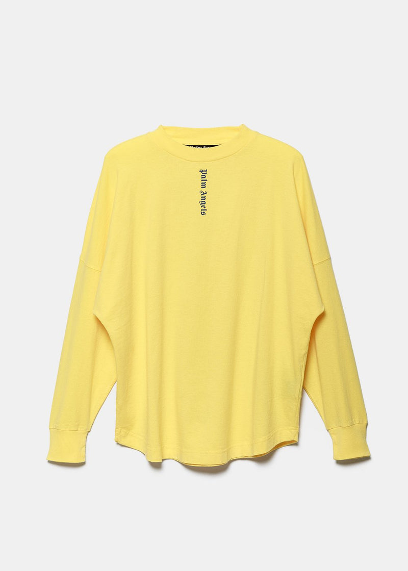Palm Angels Yellow Vertical Logo Print T-Shirt - NOBLEMARS