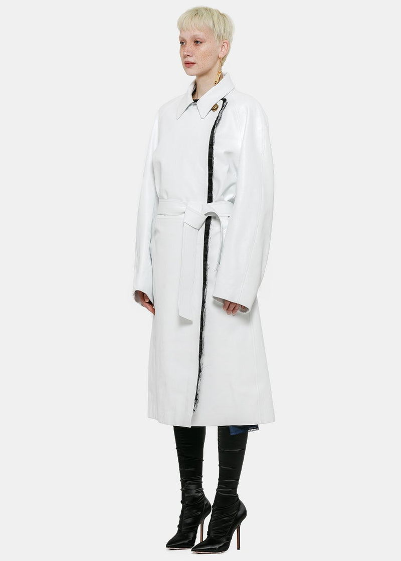 Balenciaga White Quilted Trench Coat - NOBLEMARS