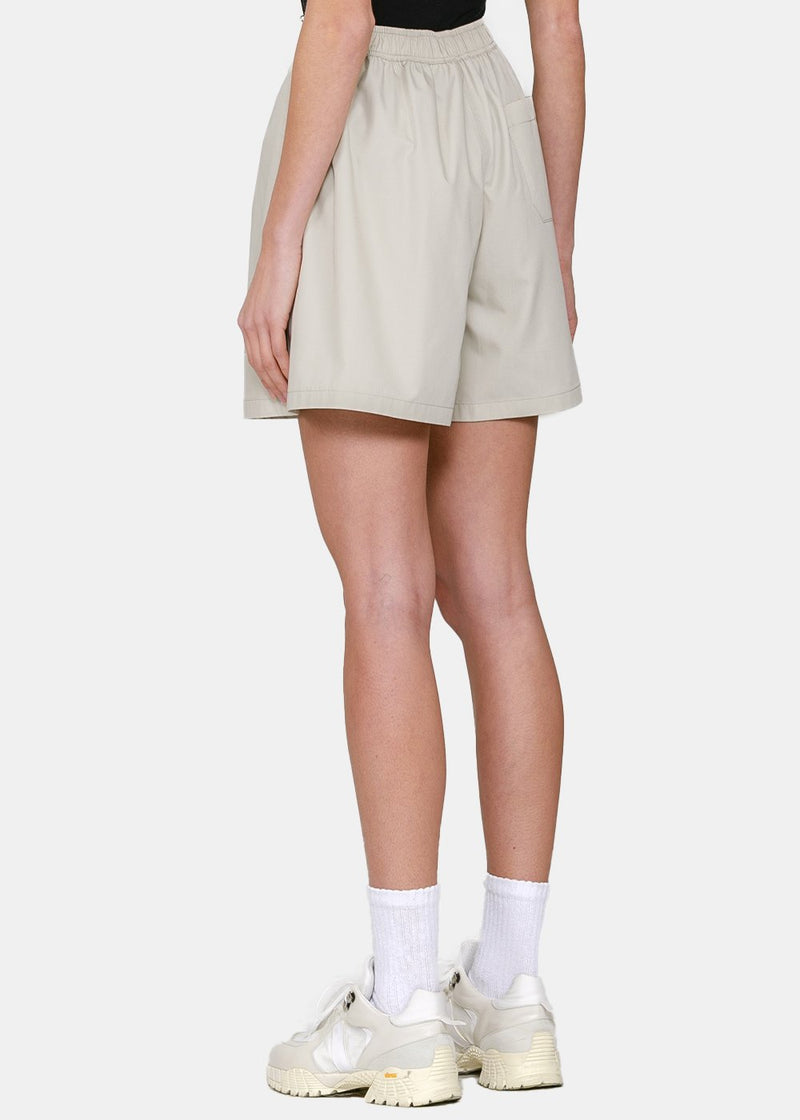 We11done Beige Logo Embroidery Shorts - NOBLEMARS