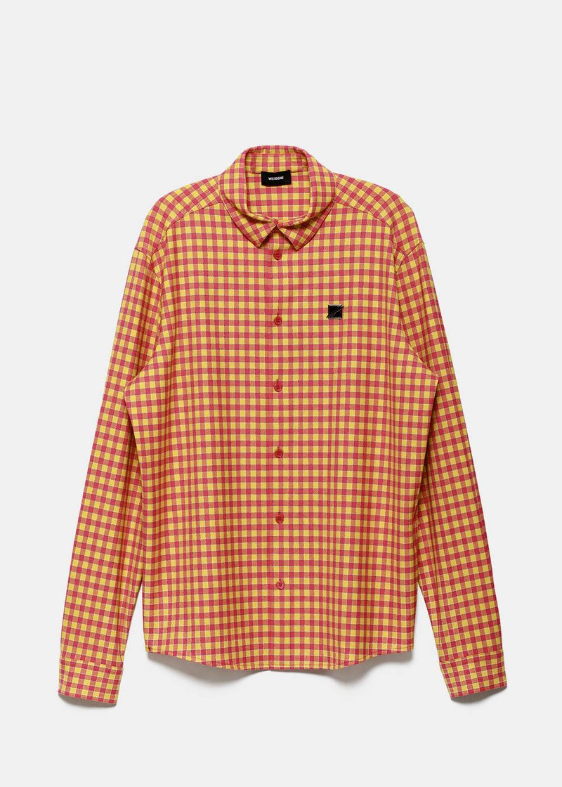 We11done Pink & Yellow Checked Logo Shirt - NOBLEMARS