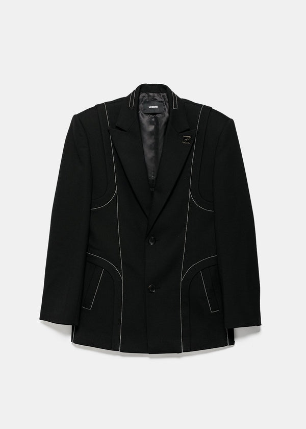 We11done Black Contrast Stitch Tailored Jacket - NOBLEMARS