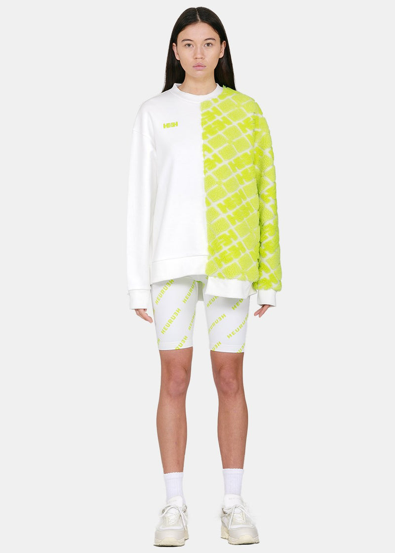HEURUEH White & Green Fleece Sweatshirt - NOBLEMARS