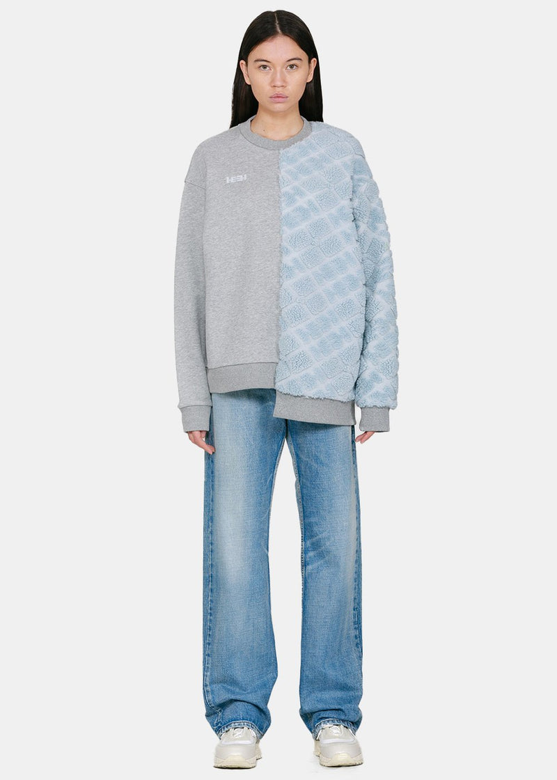 HEURUEH Grey & Blue Fleece Sweatshirt - NOBLEMARS