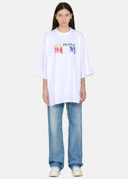 HEURUEH White Slogan Embroidery Oversized T-Shirt - NOBLEMARS