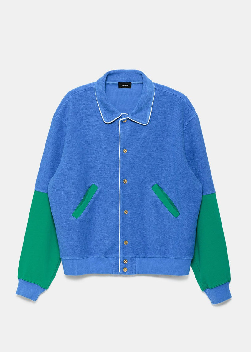 We11done Blue & Green Logo Varsity Jacket - NOBLEMARS