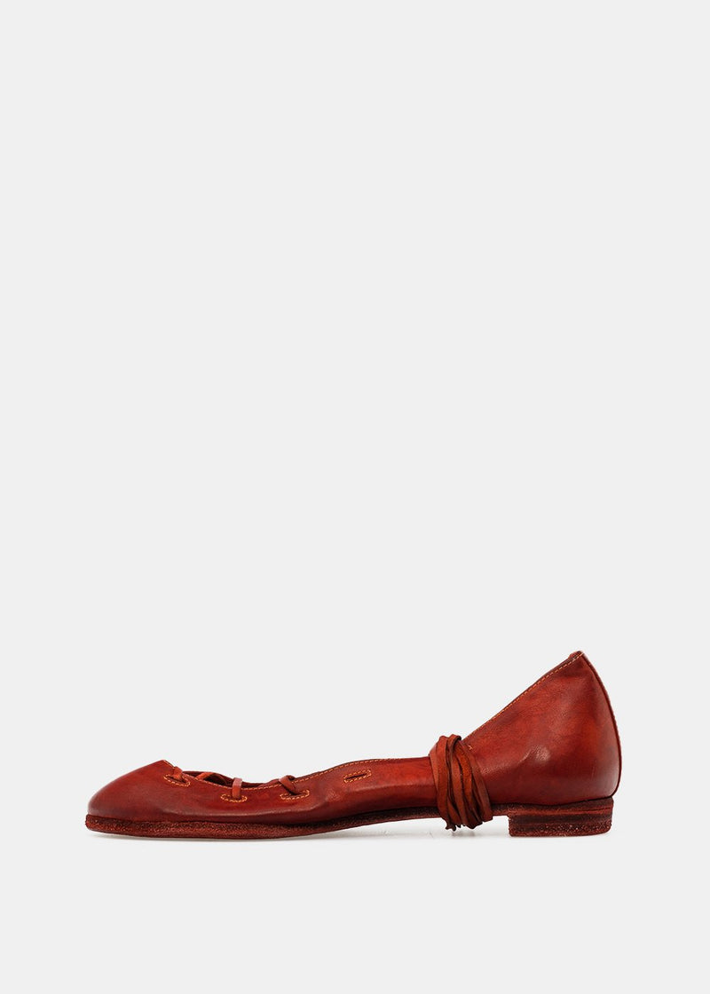 Guidi Red 627R Lace-Up Flats - NOBLEMARS
