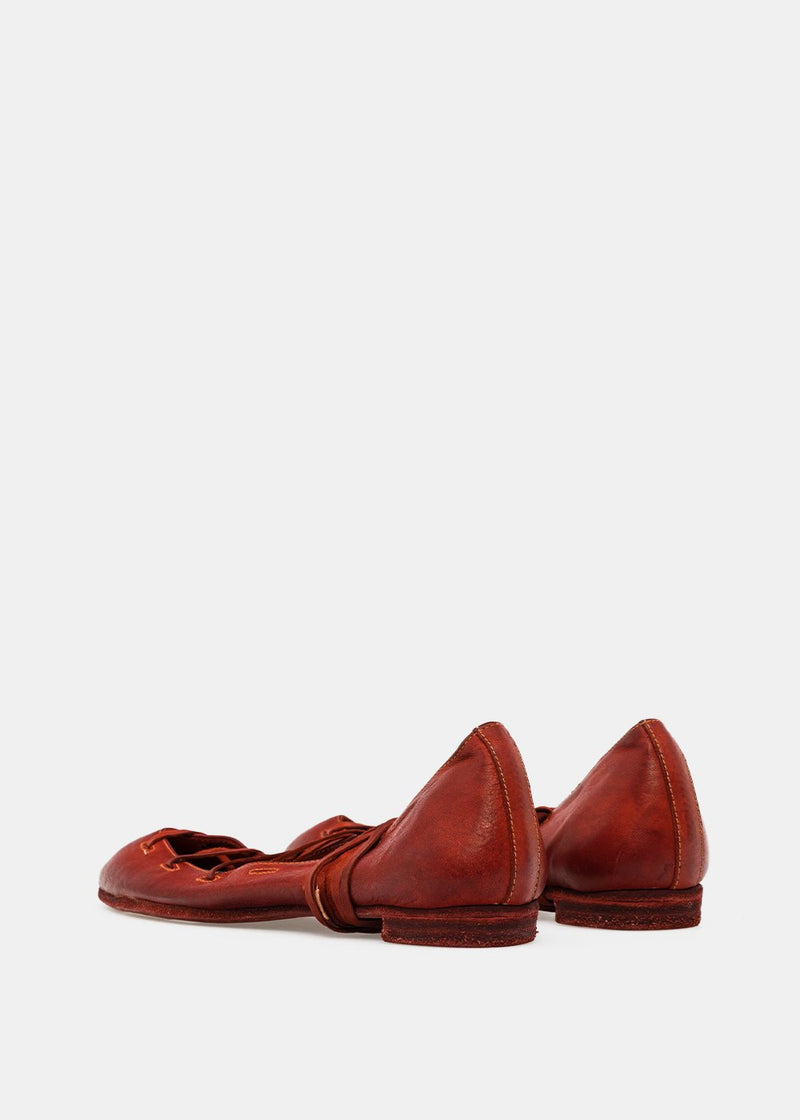 Guidi Red 627R Lace-Up Flats - NOBLEMARS