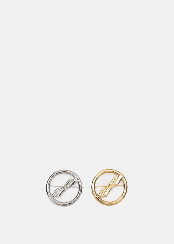 We11done Gold & Silver Circle Logo Brooch Set - NOBLEMARS