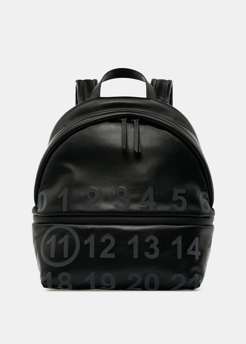 Maison Margiela Black Logo Embellished Leather Backpack - NOBLEMARS