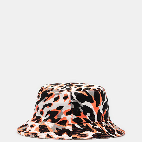 We11done Neon Orange Leopard Bucket Hat - NOBLEMARS