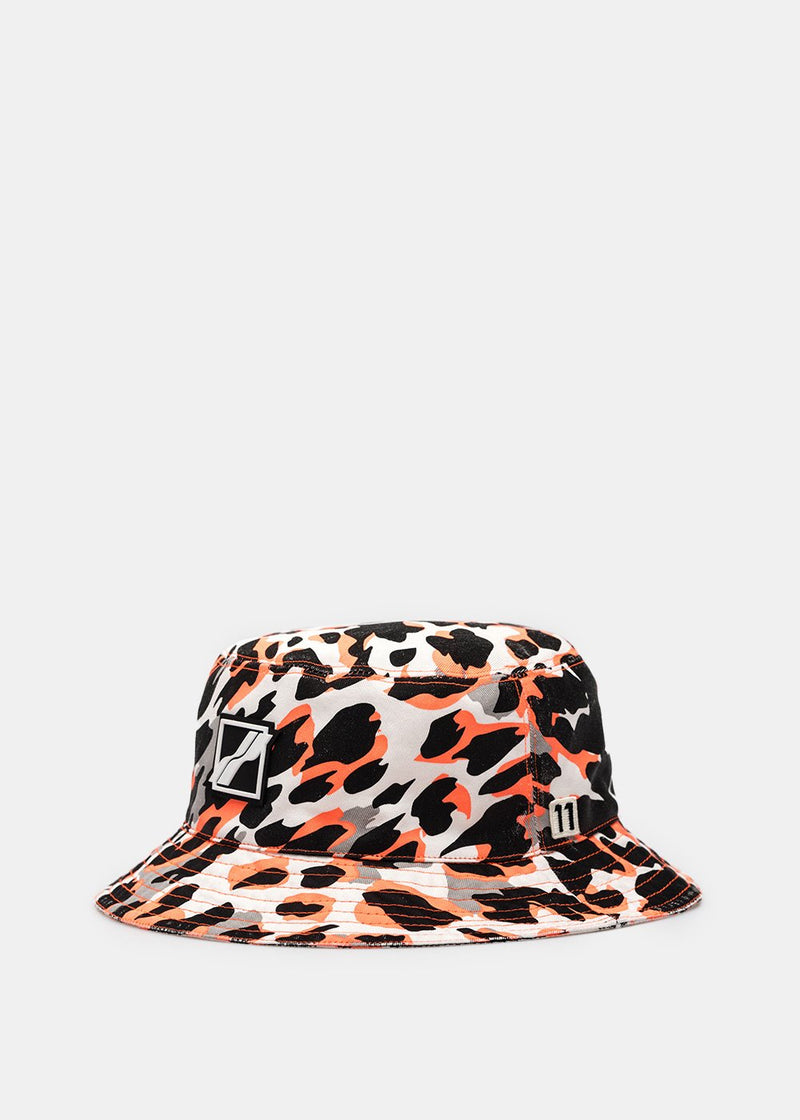 We11done Neon Orange Leopard Bucket Hat - NOBLEMARS