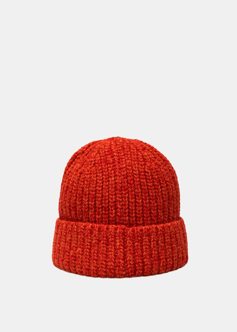 We11done Red Logo leather Patch Beanie - NOBLEMARS