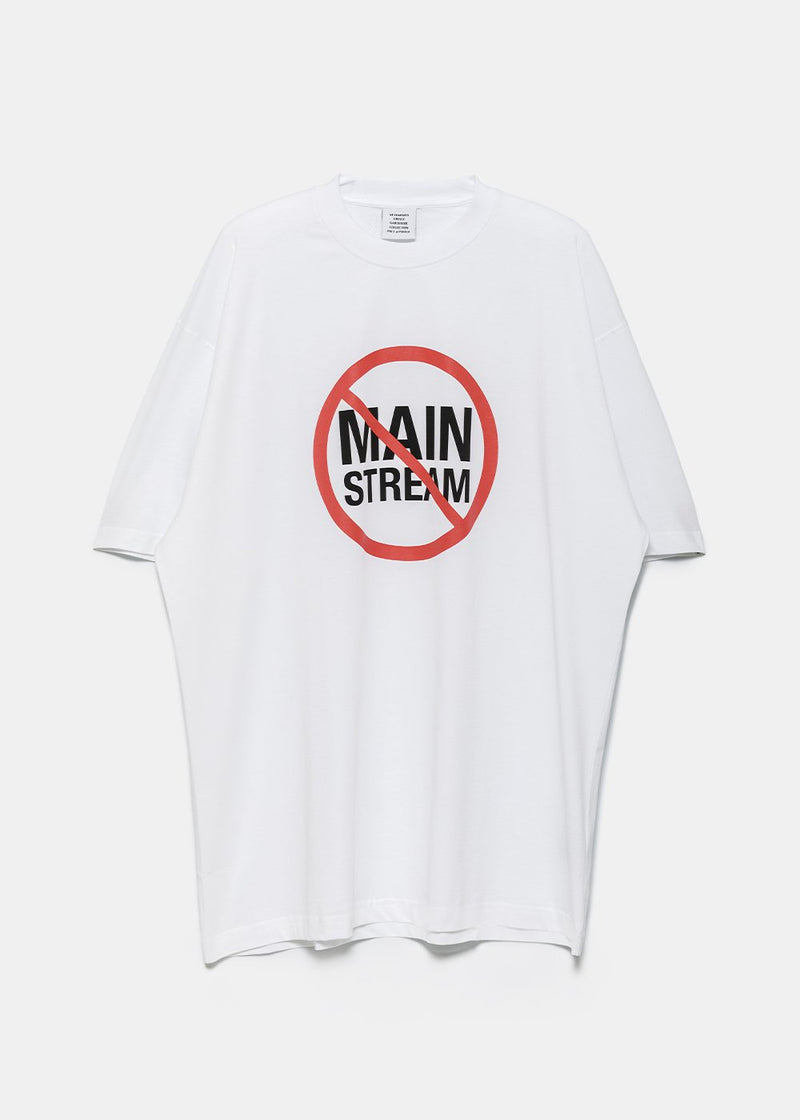 VETEMENTS White No Mainstream Logo T-Shirt - NOBLEMARS