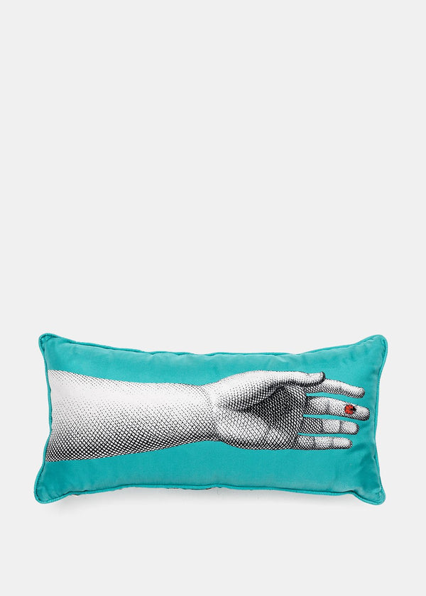 Fornasetti Blue Silk Arm Cushion - NOBLEMARS