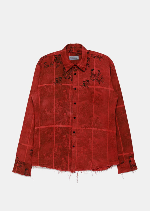 Elena Dawson Red Print Linen Shirt - NOBLEMARS