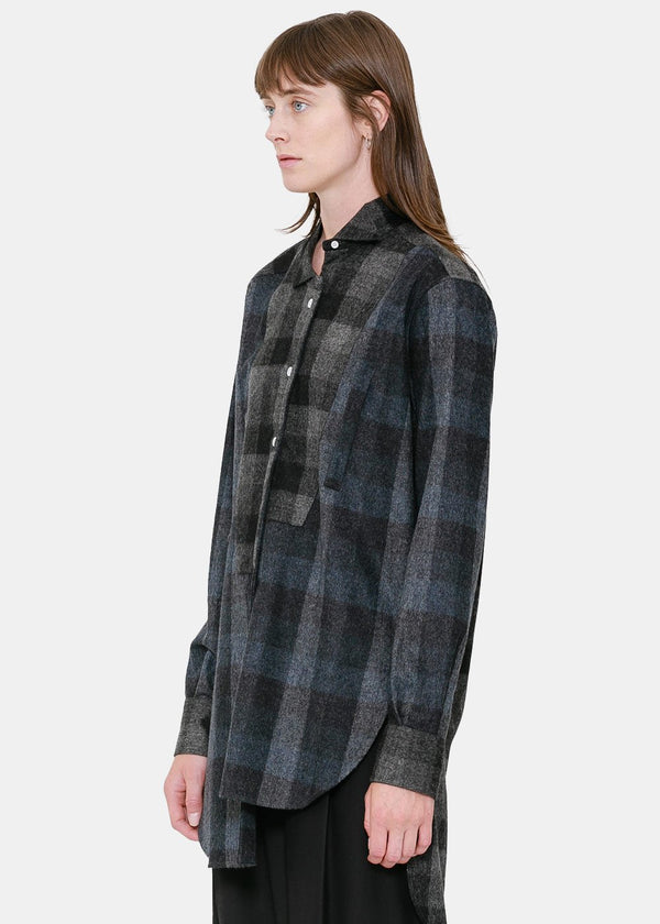 Loewe Black & Grey Check Asymmetric Shirt - NOBLEMARS