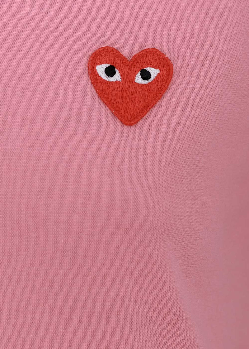 Comme des Garçons Play Pink & Red Heart Patch T-Shirt - NOBLEMARS