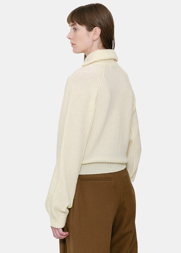 Lemaire Chalk White Wool Cardigan - NOBLEMARS