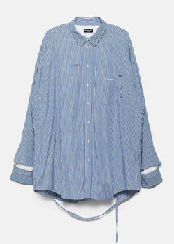 Balenciaga Blue Stripe Double-Layered Destroyed Shirt - NOBLEMARS