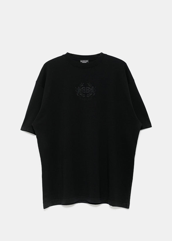 Balenciaga Black Logo Embroidery T-Shirt - NOBLEMARS
