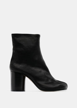 Maison Margiela Black Mid Heel Leather Tabi Boots - NOBLEMARS