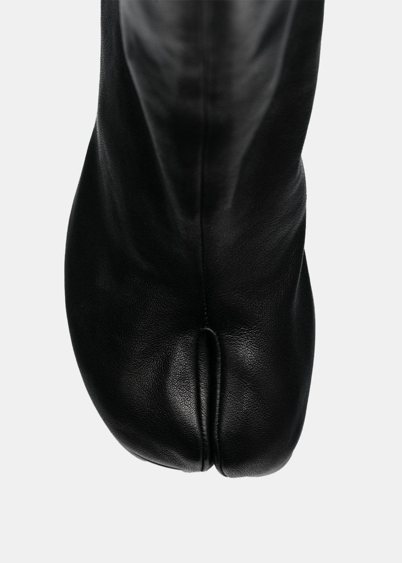 Maison Margiela Black Mid Heel Leather Tabi Boots - NOBLEMARS